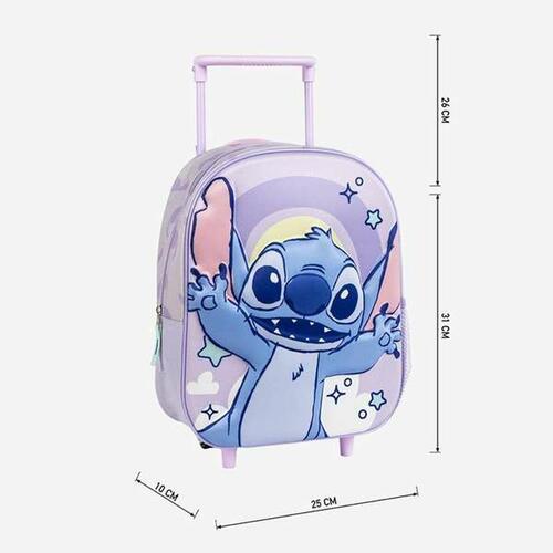 3D Skoletaske med Hjul Stitch Syren 25,0 x 31,0 x 10,0 cm