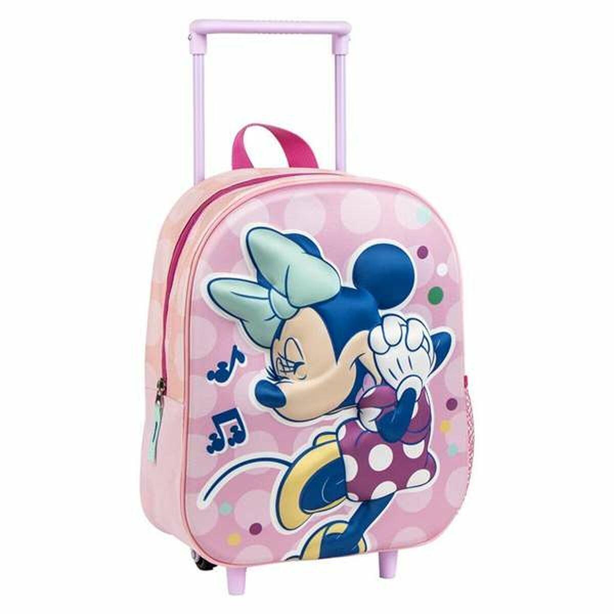 Minnie Mouse 3D skoletaske med hjul - pink, 25 × 31 × 10 cm