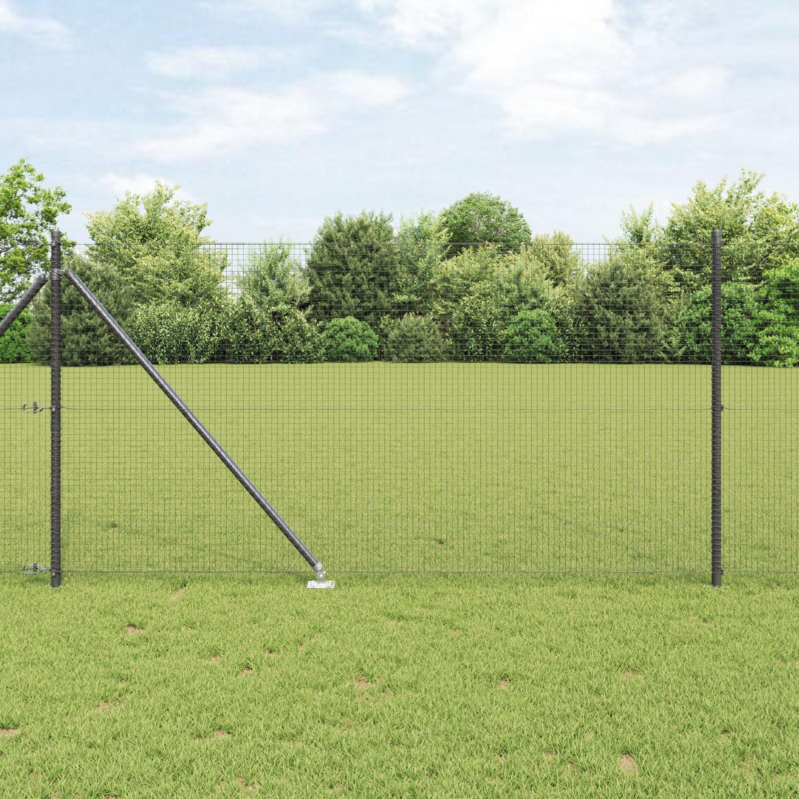 Svejset trådhegn med spidser 25 × 1 m - PVC-belagt stål, grå billede