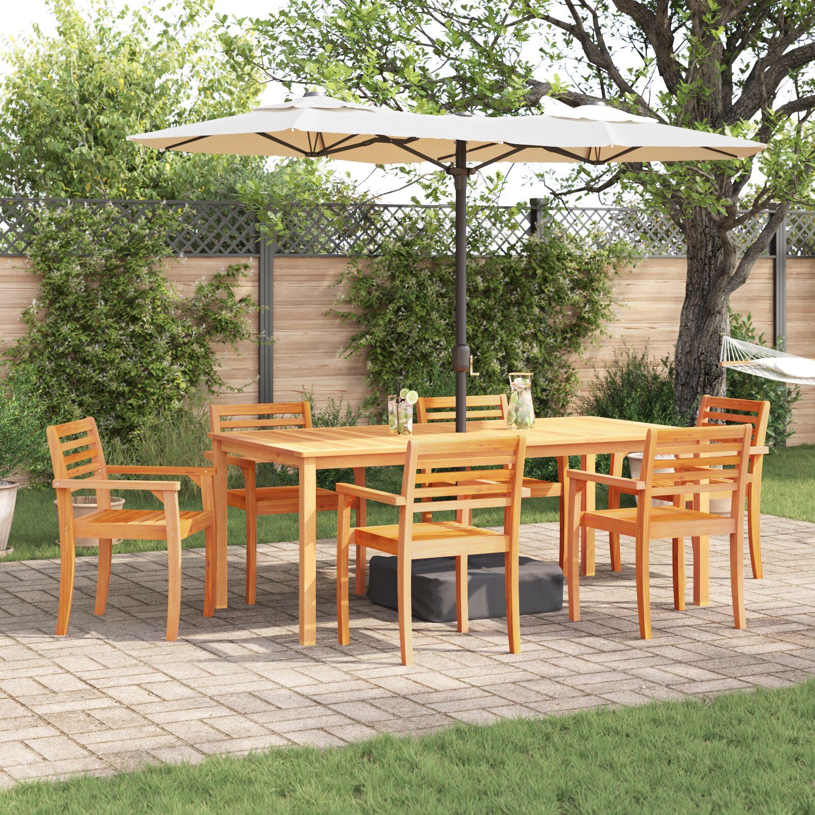 9 Deles Have Spisestue Sæt i Solid Akacietræ