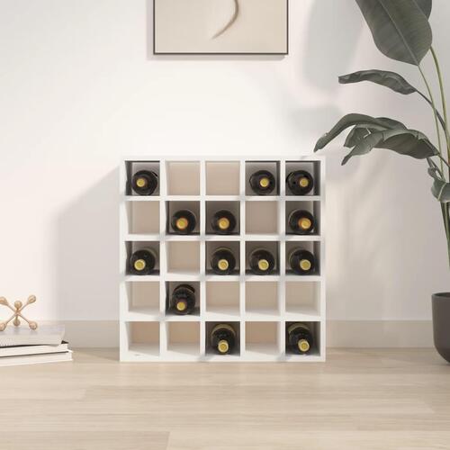 Vinreol 56x25x56 cm massivt fyrretræ hvid