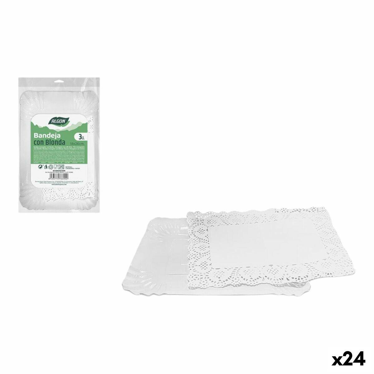 Algon snackbakke rektangulær 18 × 26 cm - 3 dele (24 enheder)