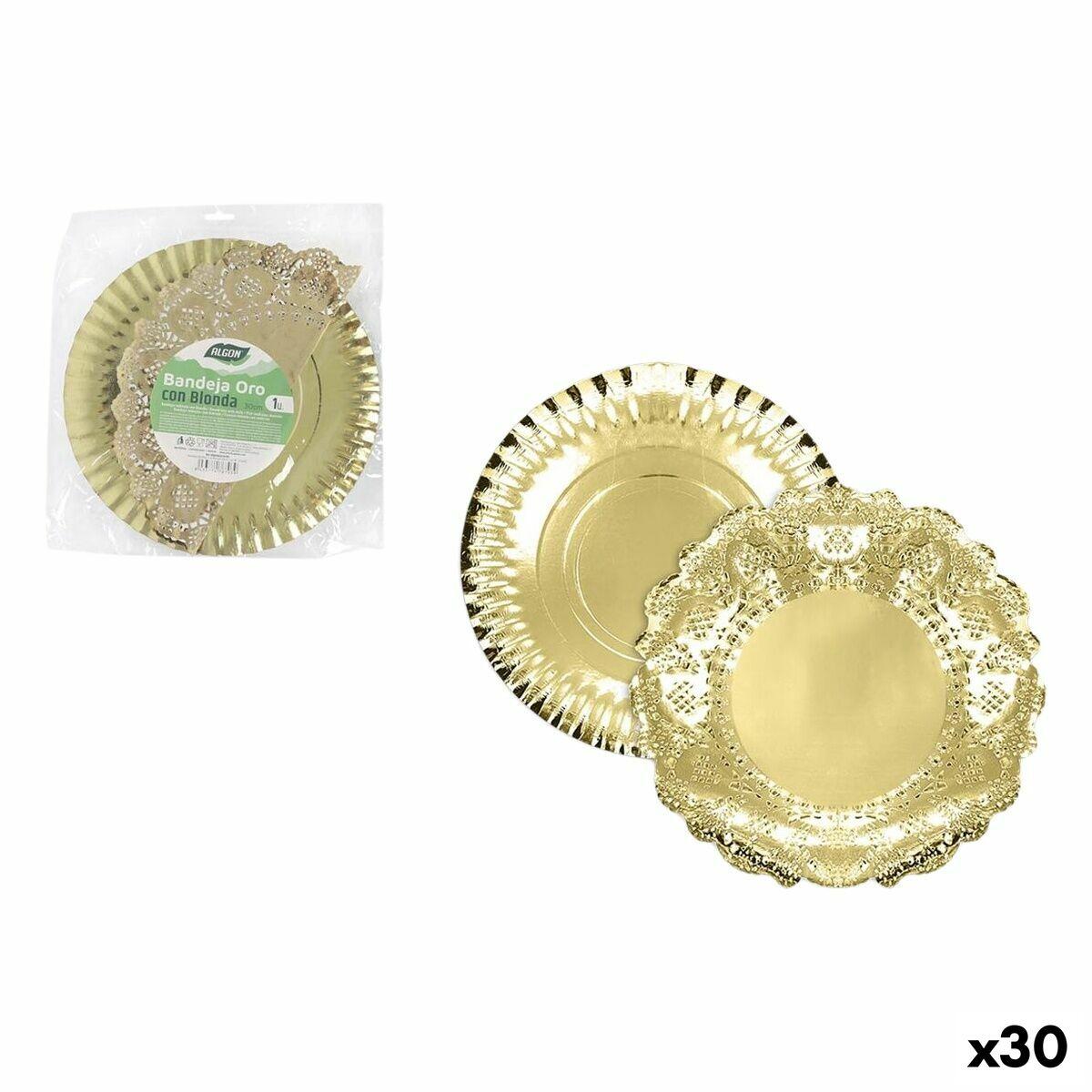 Algon snackbakke - cirkulær serveringsfad, gylden, 30 cm (30 stk)