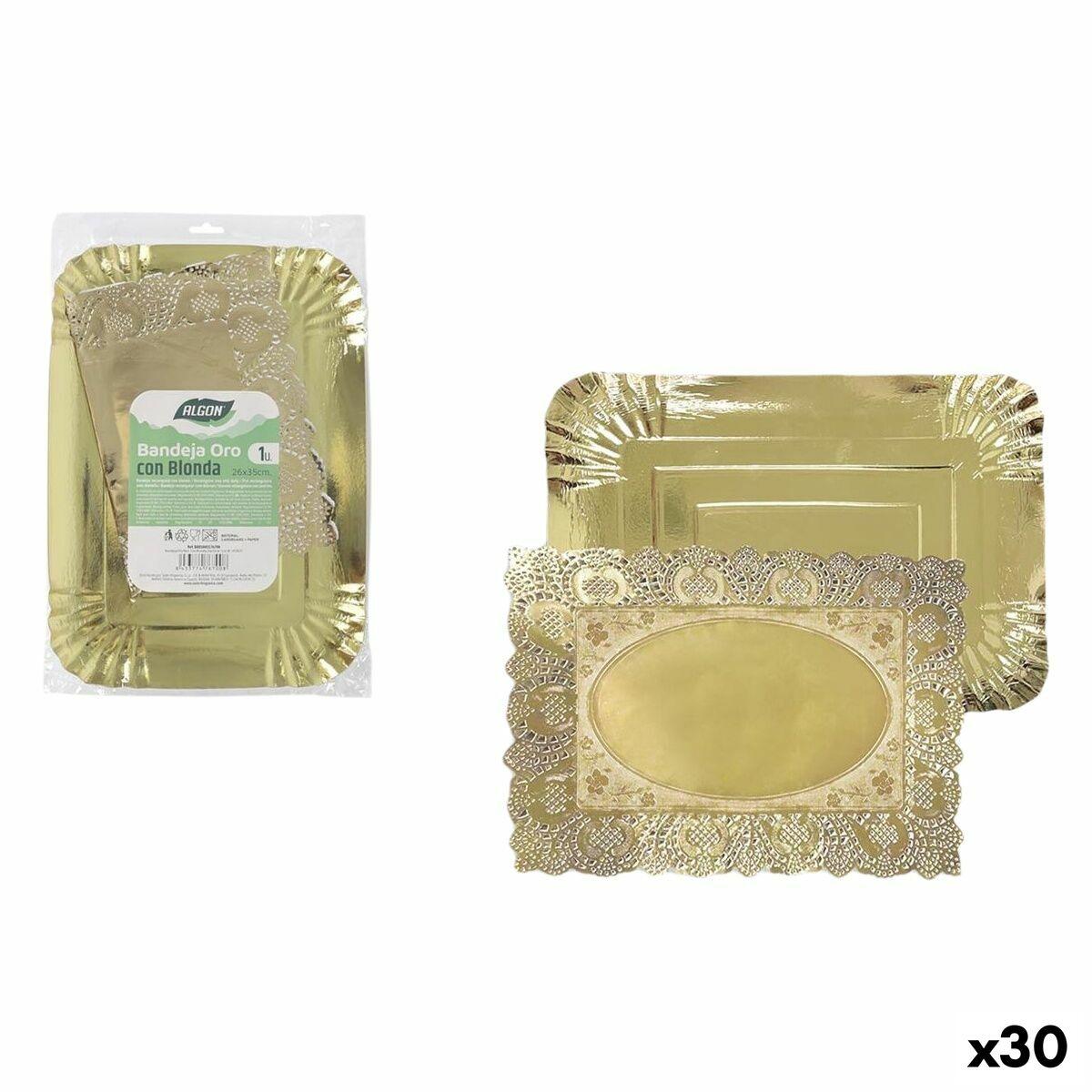 Algon snackbakke rektangulær 26 × 35 cm - 30 stk. (gylden)