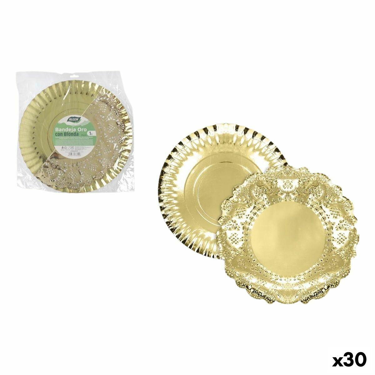 Algon snackbakke cirkulær 35 cm - gylden (30 stk.)
