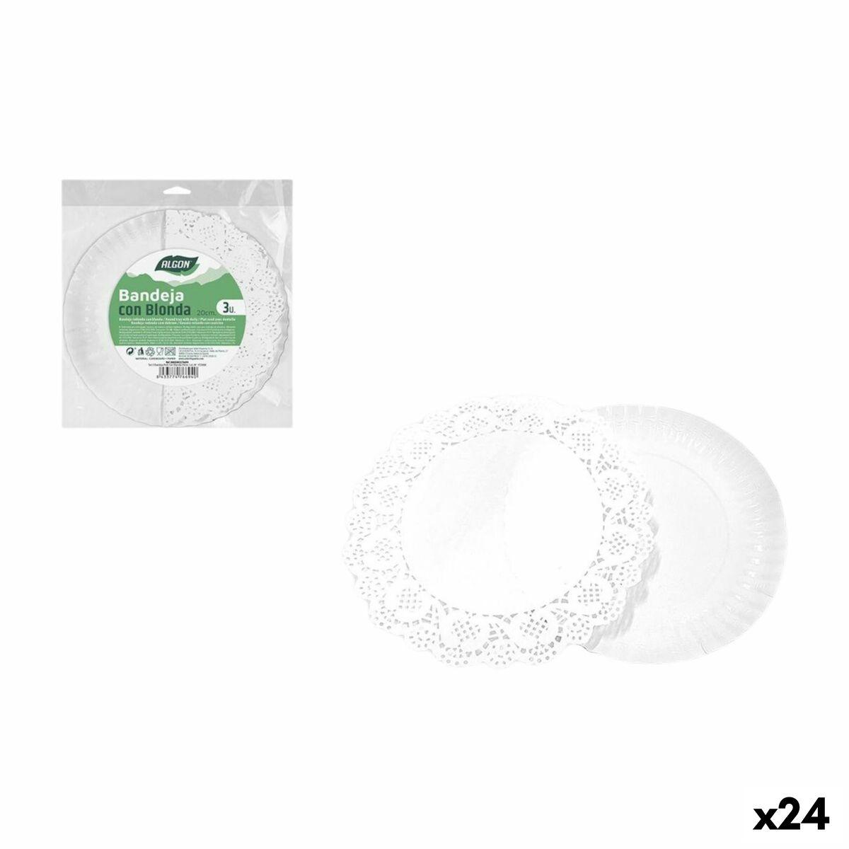 Algon snackbakke cirkulær 20 cm - 3 dele (24 sæt)