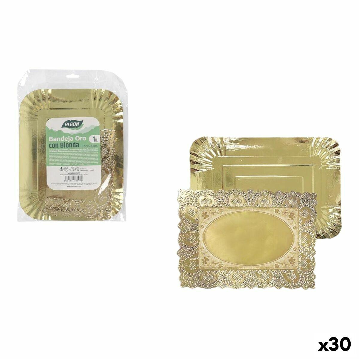 Algon snackbakke, rektangulær, gylden 22 × 28 cm - 30 stk.
