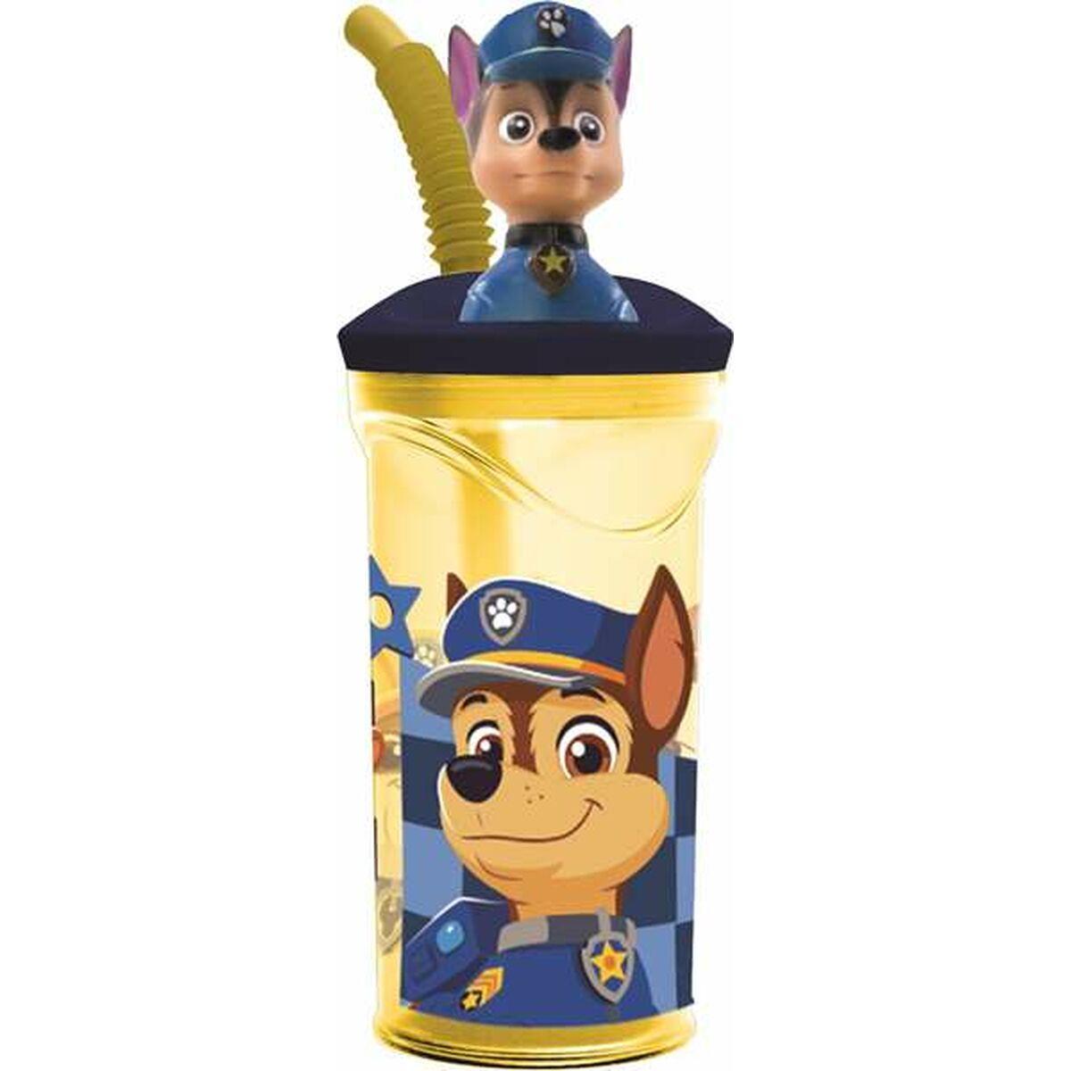 The Paw Patrol kop med sugerør - Boy Rescue Pups 3D, 360 ml (gul)