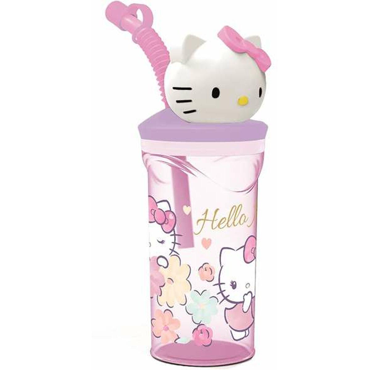 Hello Kitty kop med sugerør 3D - 360 ml (pink)