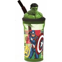 Kop med Sugerør The Avengers Seven Wonders Hulk 360 ml