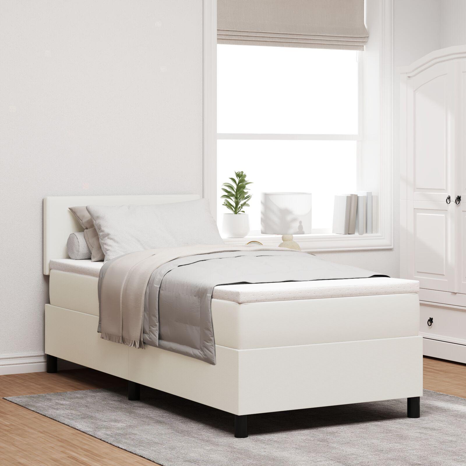 Box Spring Seng med Madras Creme 80x200 cm Corduroy Stof