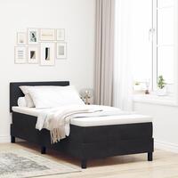 Boxspring Seng med Madras Sort 80x200 cm Fløjl