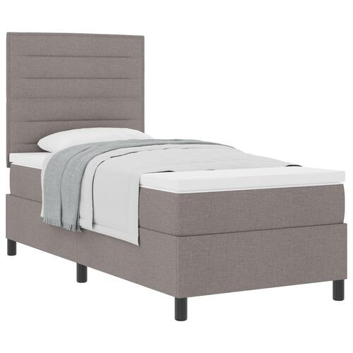 Box Spring Seng med madras Taupe Enkeltseng Stof