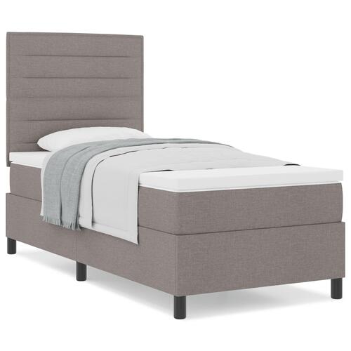 Box Spring Seng med madras Taupe Enkeltseng Stof