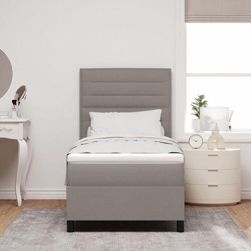 Box Spring Seng med madras Taupe Enkeltseng Stof