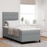 Box Spring Seng med Madras Lys Grå 80x200 cm Stof