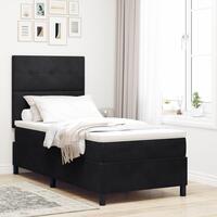 Boxspring Seng med Madras Sort 80x200 cm Fløjl