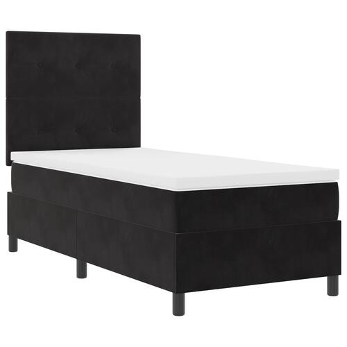 Boxspring Seng med Madras Sort 80x200 cm Fløjl