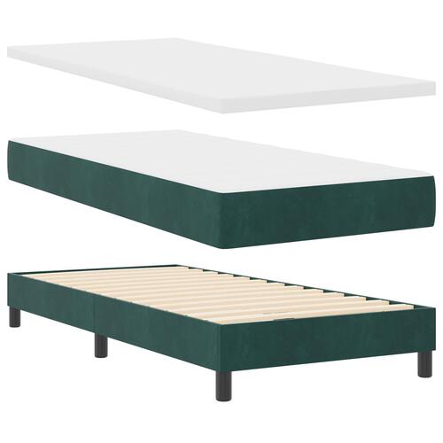 Box Spring Seng med Madras Mørkegrøn 90x190 cm Velour