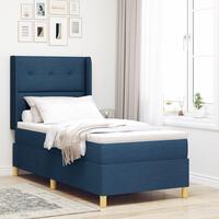 Box Spring Seng med Madras Blå 80x200 cm Stof