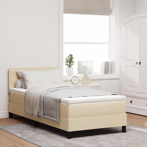 Sengramme med Madras Beige Stof 90 x 190 cm Sengmadras