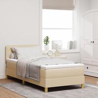 Box Spring Seng med madras & LED Creme 80x200 cm Stof