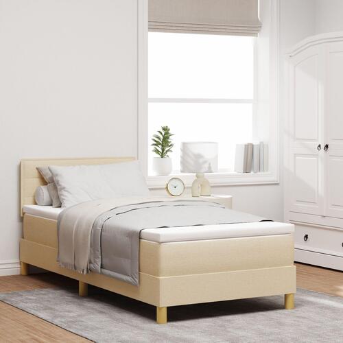 Box Spring Seng med madras & LED Creme 80x200 cm Stof