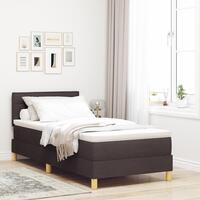 Box Spring Seng med Madras & LED Mørkebrun 90x190 cm Stof