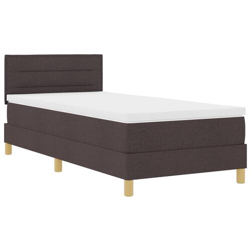 Box Spring Seng med Madras & LED Mørkebrun 90x190 cm Stof