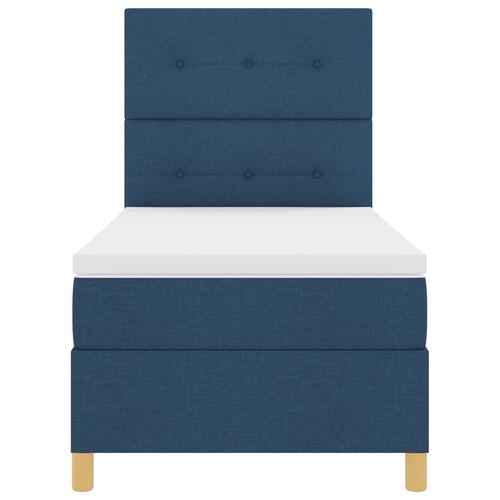 Seng med madras Blå Stof 90 x 190 cm Rektangulær Moderne