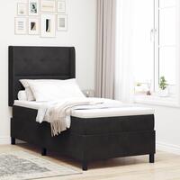 Box Spring Seng med Madras & LED Sort 80x200 cm Fløjl