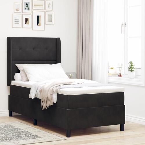 Box Spring Seng med Madras & LED Sort 80x200 cm Fløjl