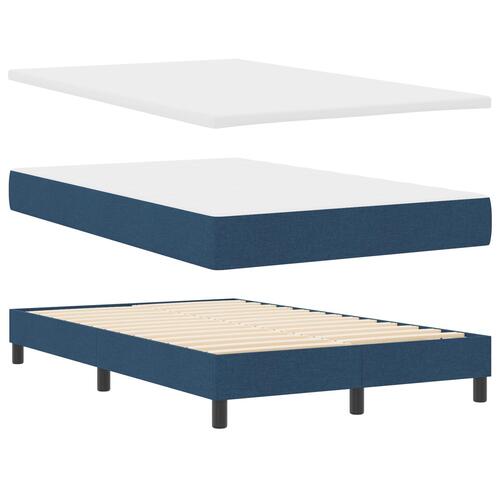Box Spring Seng med Madras & Bænk Blå 120x190 cm Stof