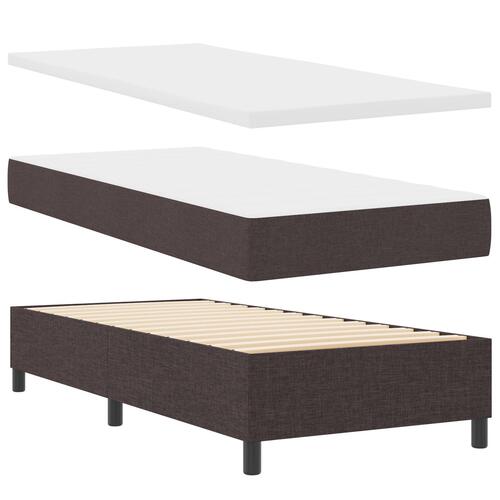 Box Spring Seng med Madras & Bænk Mørkebrun 90x190 cm Stof