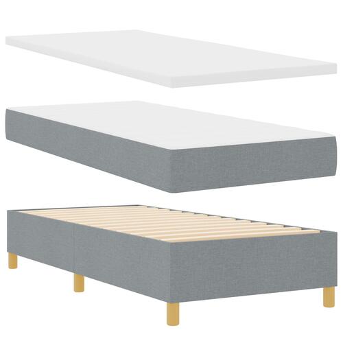 Box spring seng med madras & bænk lysegrå 80x200 cm stof