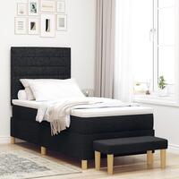 Box Spring Seng med Madras & Bænk Sort 80x200 cm Stof