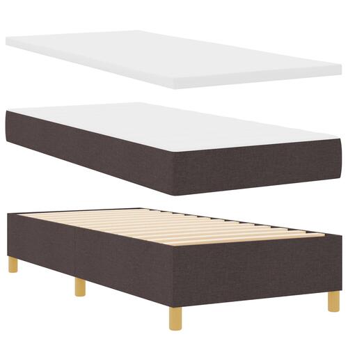 Box Spring Seng med Madras & Bænk Mørk Brun 80x200 cm Stof