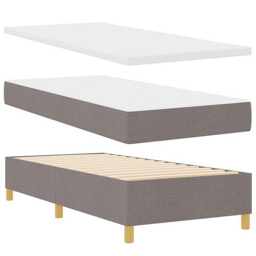 Box Spring Seng med Madras & Bænk Taupe 90x190 cm Stof