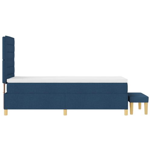 Sengestel med madras Sæt af 2 Blå Stof 90 x 190 cm Sengestel