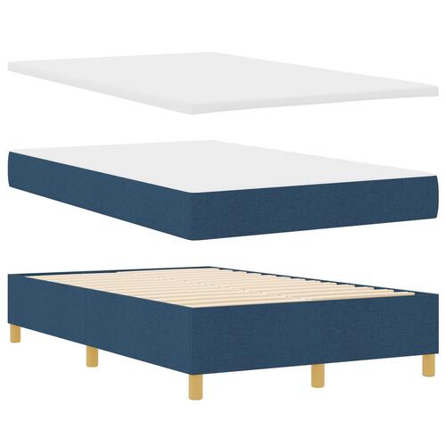 Box Spring Seng med Madras & Bænk Blå 120x190 cm Stof