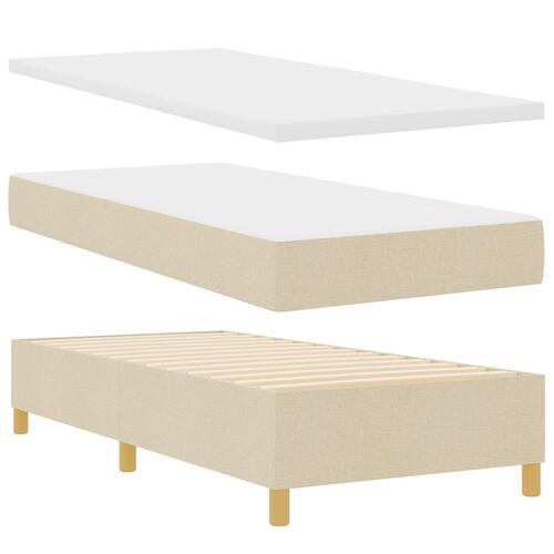 Box Spring Seng med Madras & Bænk Creme 80x200 cm Stof