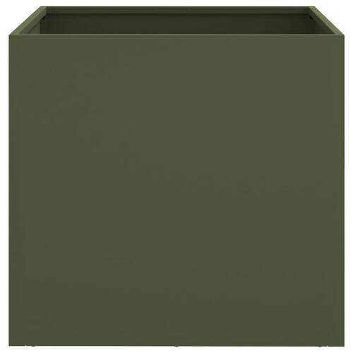 Plantekasser 2 stk. 49x47x46 cm koldvalset stål olivengrøn (OUTLET A)