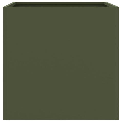 Plantekasser 2 stk. 49x47x46 cm koldvalset stål olivengrøn (OUTLET A)