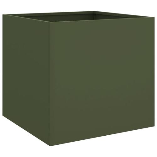 Plantekasser 2 stk. 49x47x46 cm koldvalset stål olivengrøn (OUTLET A)