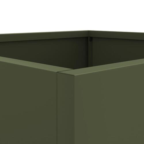 Plantekasser 2 stk. 49x47x46 cm koldvalset stål olivengrøn (OUTLET A)