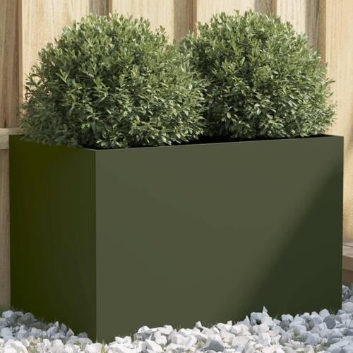Plantekasse 62x40x39 cm koldvalset stål olivengrøn (OUTLET A)