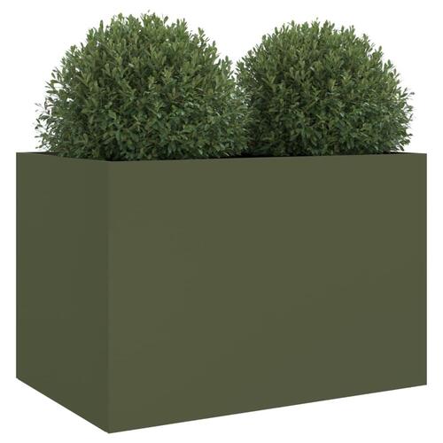 Plantekasse 62x40x39 cm koldvalset stål olivengrøn (OUTLET A)