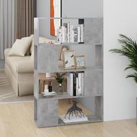 Bogreol/rumdeler 80x24x124,5 cm konstrueret træ betongrå