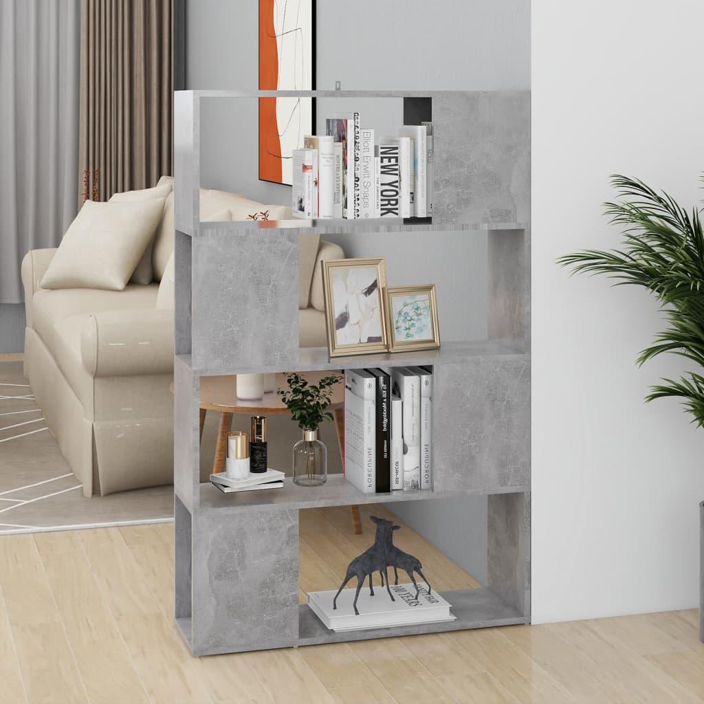 Bogreol/rumdeler 80x24x124,5 cm konstrueret træ betongrå
