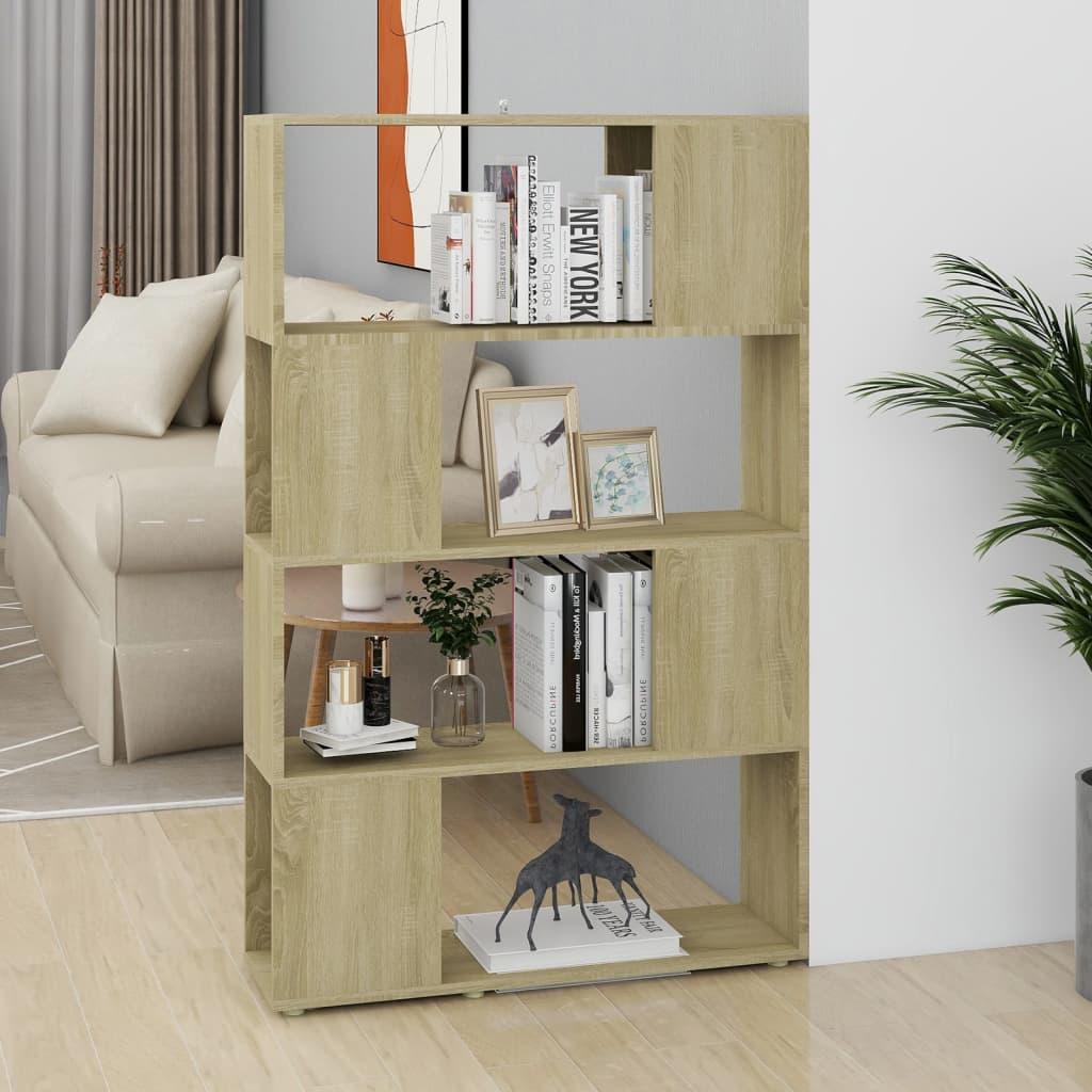 Bogreol/rumdeler 80x24x124,5 cm konstrueret træ sonoma-eg